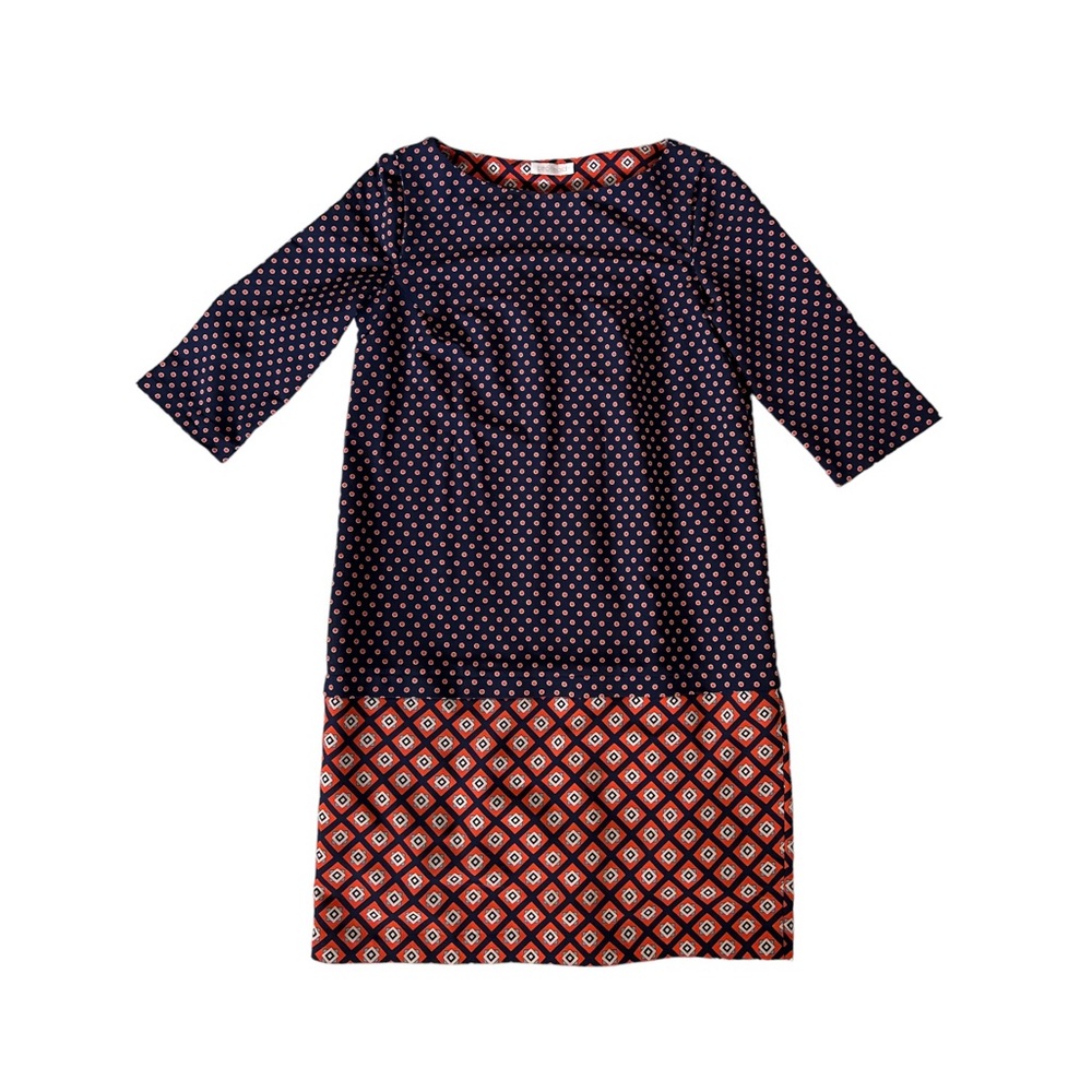 Promod Navy and Orange Mod Mini Dress Size 4